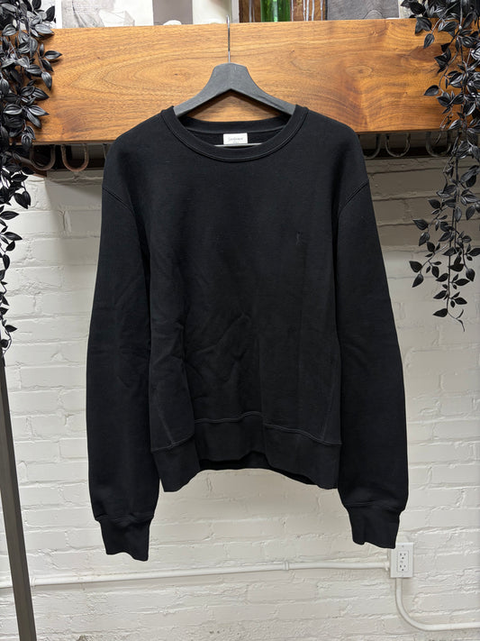 2024 Saint Laurent ‘YSL’ Embroidered Logo Black Sweatshirt