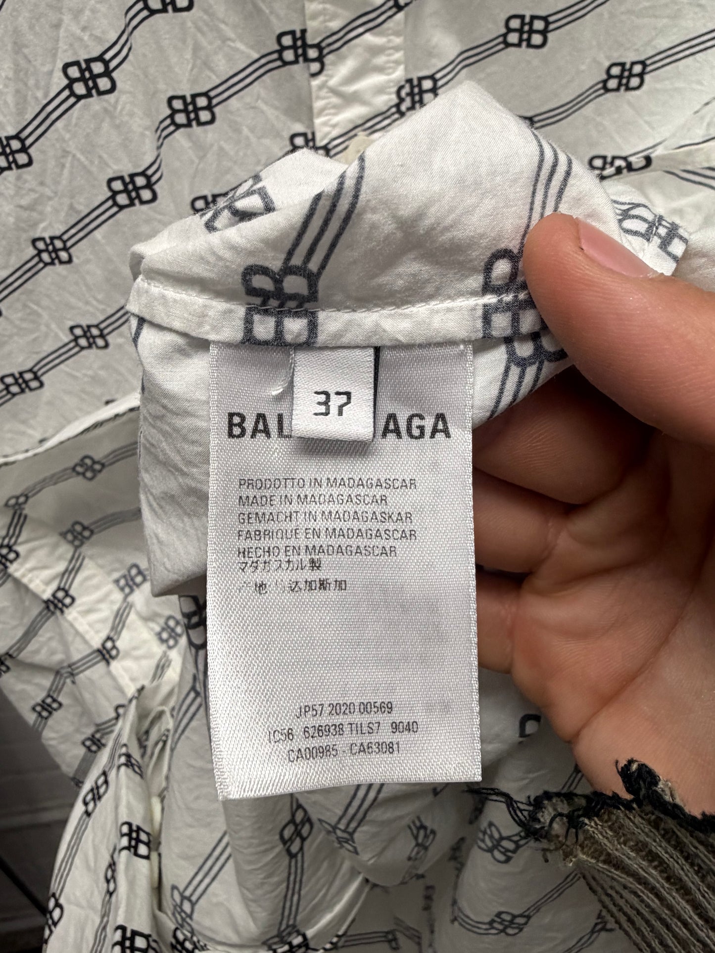 2020 Balenciaga ‘BB Monogram’ Short Sleeve Logo Button Up Shirt