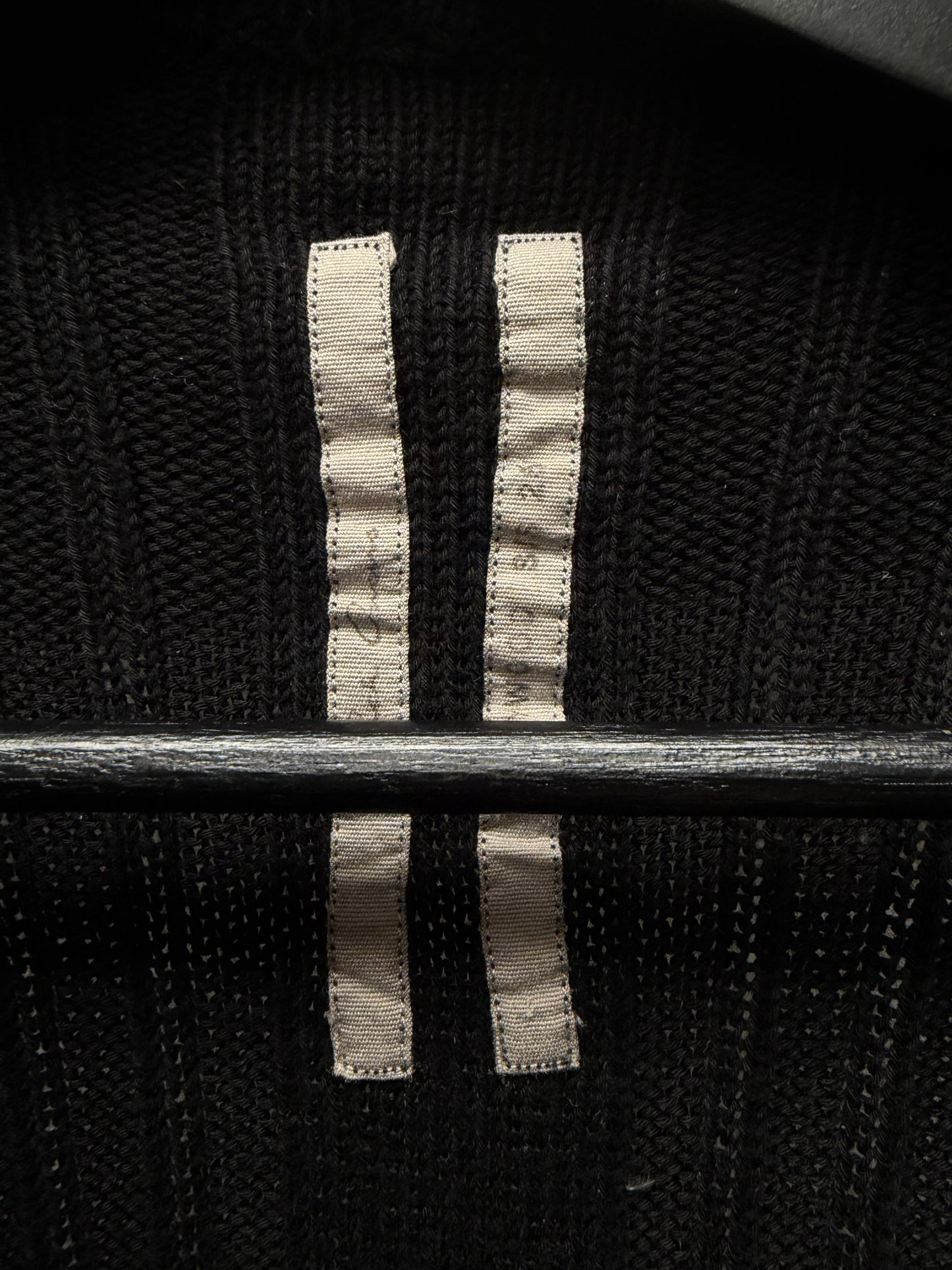 SS2026 Rick Owens ‘Hollywood’ Geometric Ribbed Black Cotton Sweater