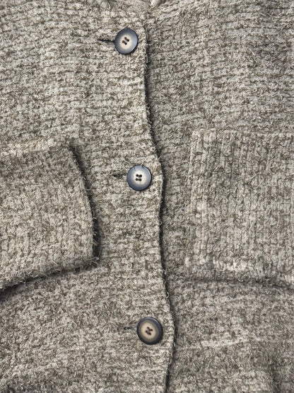 Issey Miyake ‘Shag’ Cropped Brown Wool Cardigan