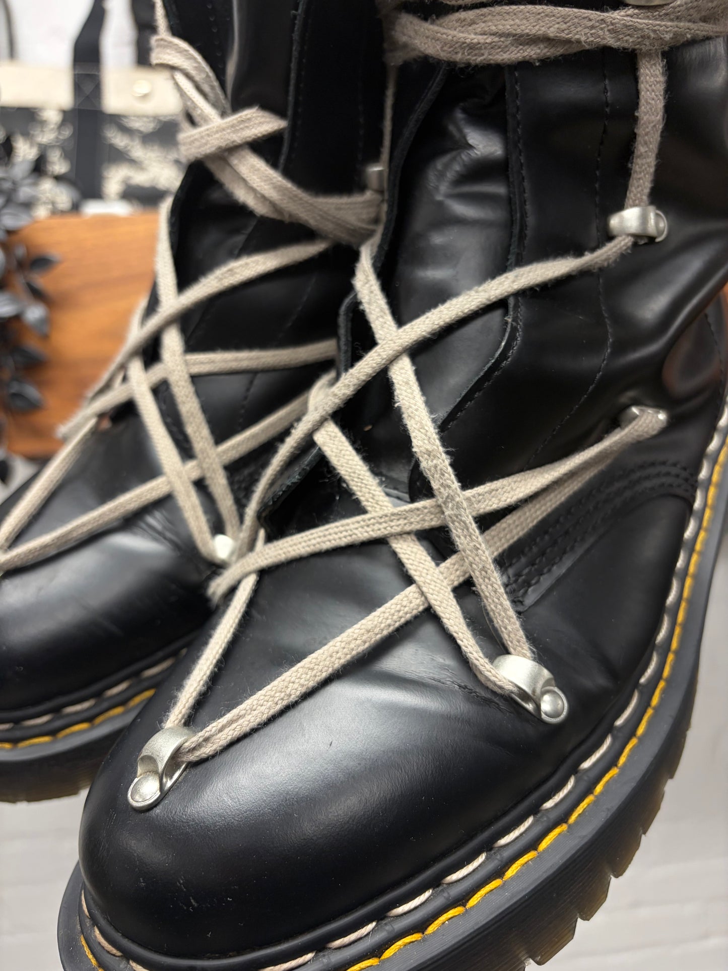 Rick Owens x Doc Martens ‘1460 Bex’ Pentagram Lace Black Leather Boots