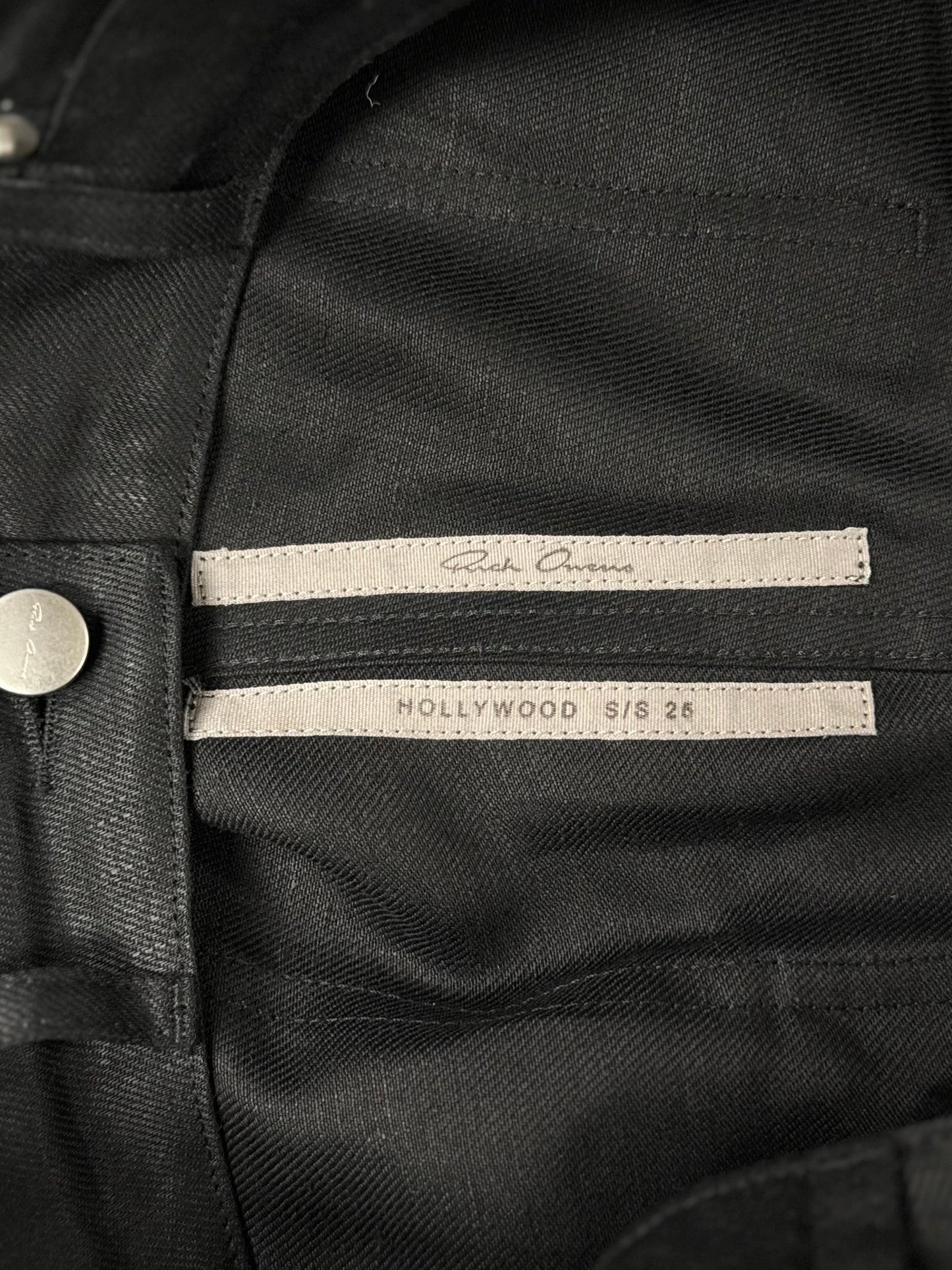 SS2025 Rick Owens ‘Hollywood’ Linen Straight Cut Black Trousers