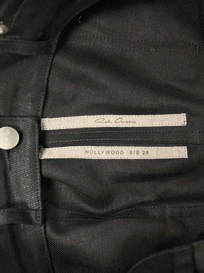 SS2025 Rick Owens ‘Hollywood’ Linen Straight Cut Black Trousers