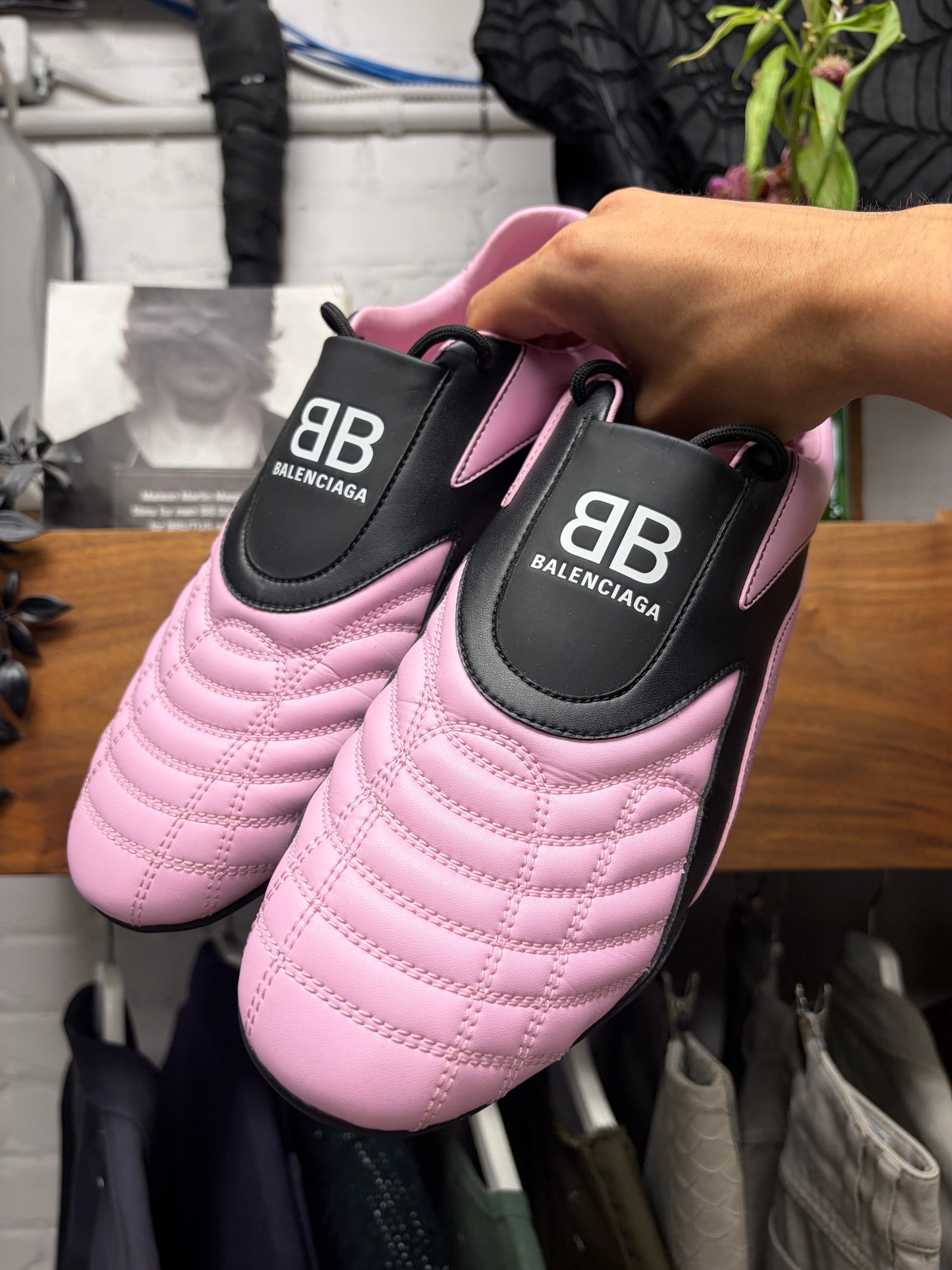Balenciaga Pink/Black ‘Zen’ Leather Low Top Sneakers