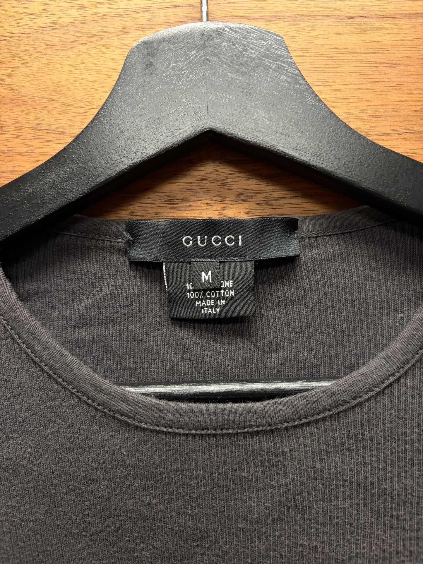 Vintage Gucci Grey Ribbed Cotton Long Sleeve Shirt