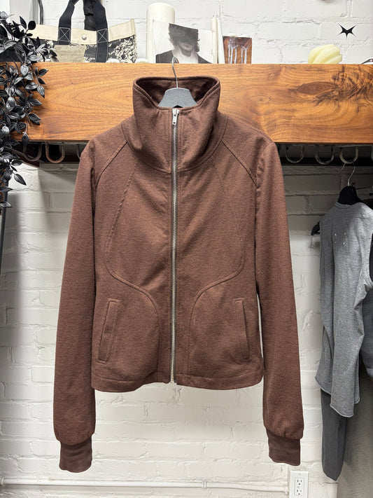 Rick Owens ‘Intarsia’ Dust Brown Wool High Neck Jacket