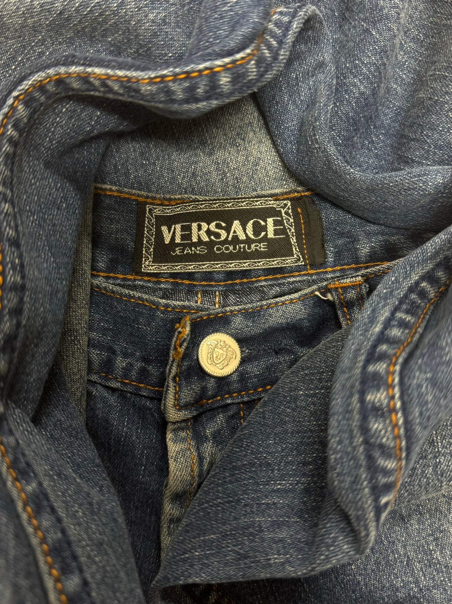 Vintage 1990s Versace Blue Wide Cut Denim