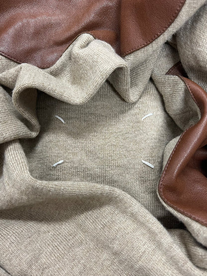 Maison Margiela ‘Leather Patch’ Wool Knit Cardigan