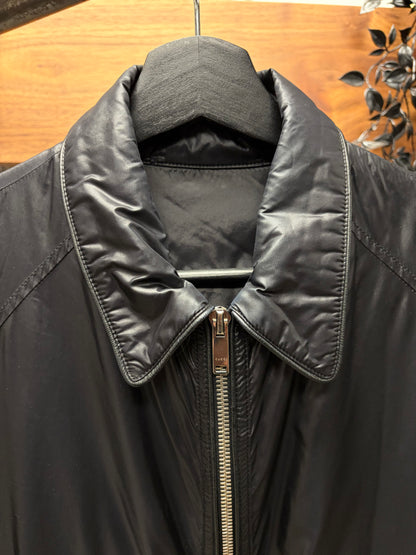 2000s Gucci Black Nylon Slim Cut Biker Jacket with Shoulder Epaulettes