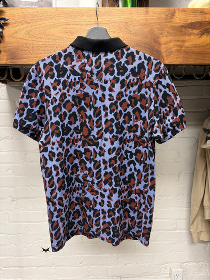 Raf Simons x Fred Perry Leopard Print Blue/Red Embroidered Logo Polo
