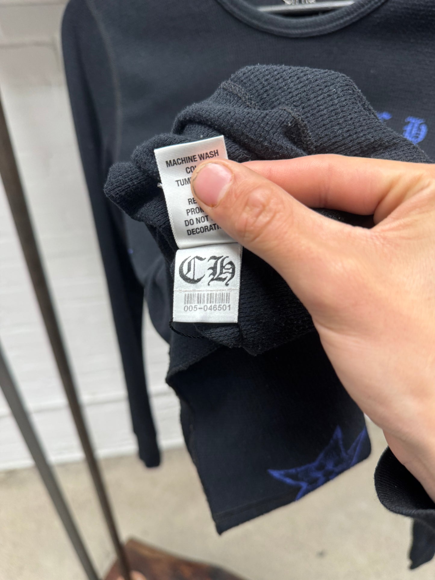 Chrome Hearts ‘Thermal’ Black/Blue Star Logo Long Sleeve Shirt