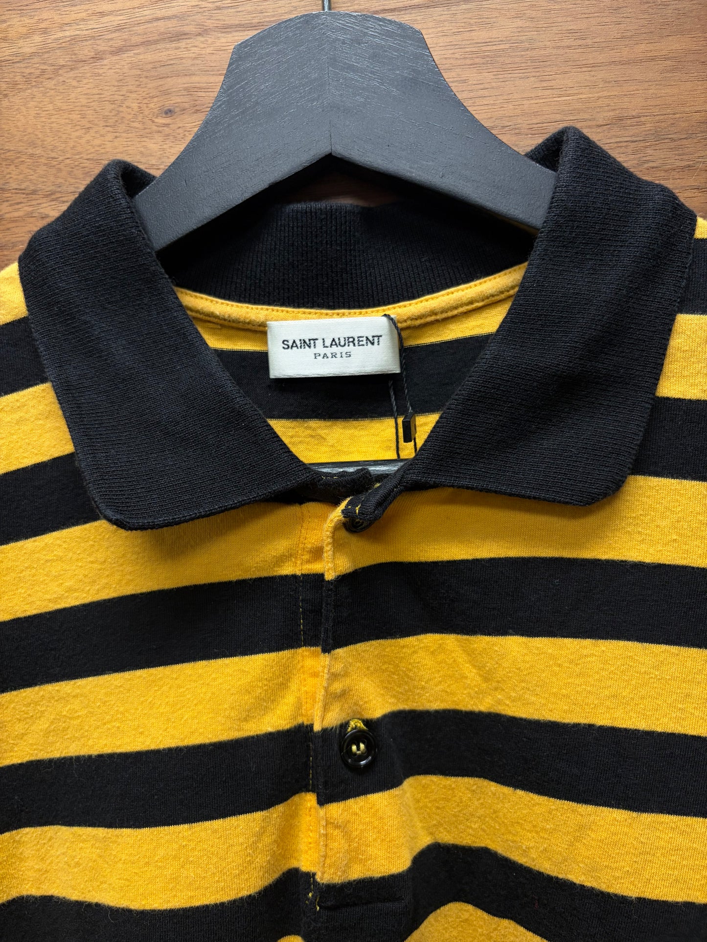 2013 Saint Laurent by Hedi Slimane Black/Yellow Striped Polo
