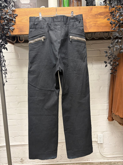 AW2021 Rick Owens ‘Gethsemane’ Black Low Rise ‘Security’ Wide Leg Cargo Pants