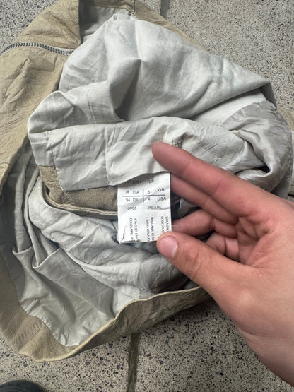 2000s Rick Owens ‘Pearl’ Lambskin Leather High Neck Zip-Up Jacket