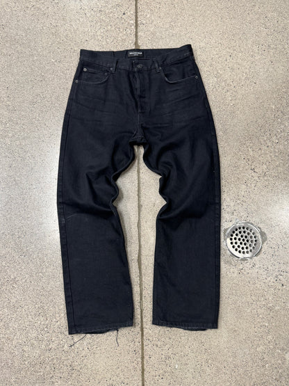 2022 Balenciaga ‘Heel Bite’ Black Bootcut Denim