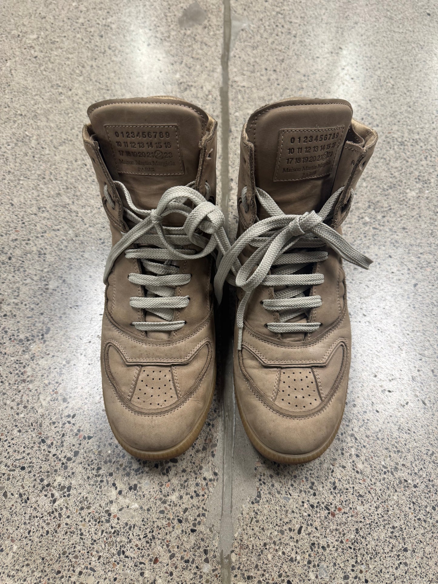 Maison Margiela ‘Taupe Brown’ Leather High Top Sneakers