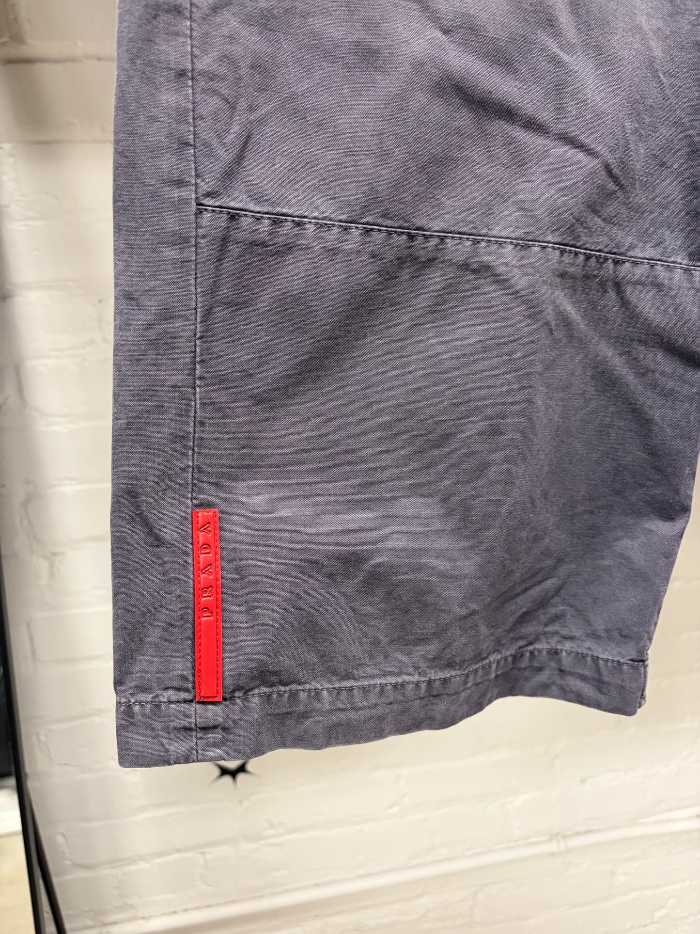 Vintage Prada Sport Over the Knee Length ‘Plum’ Faded Cotton Shorts