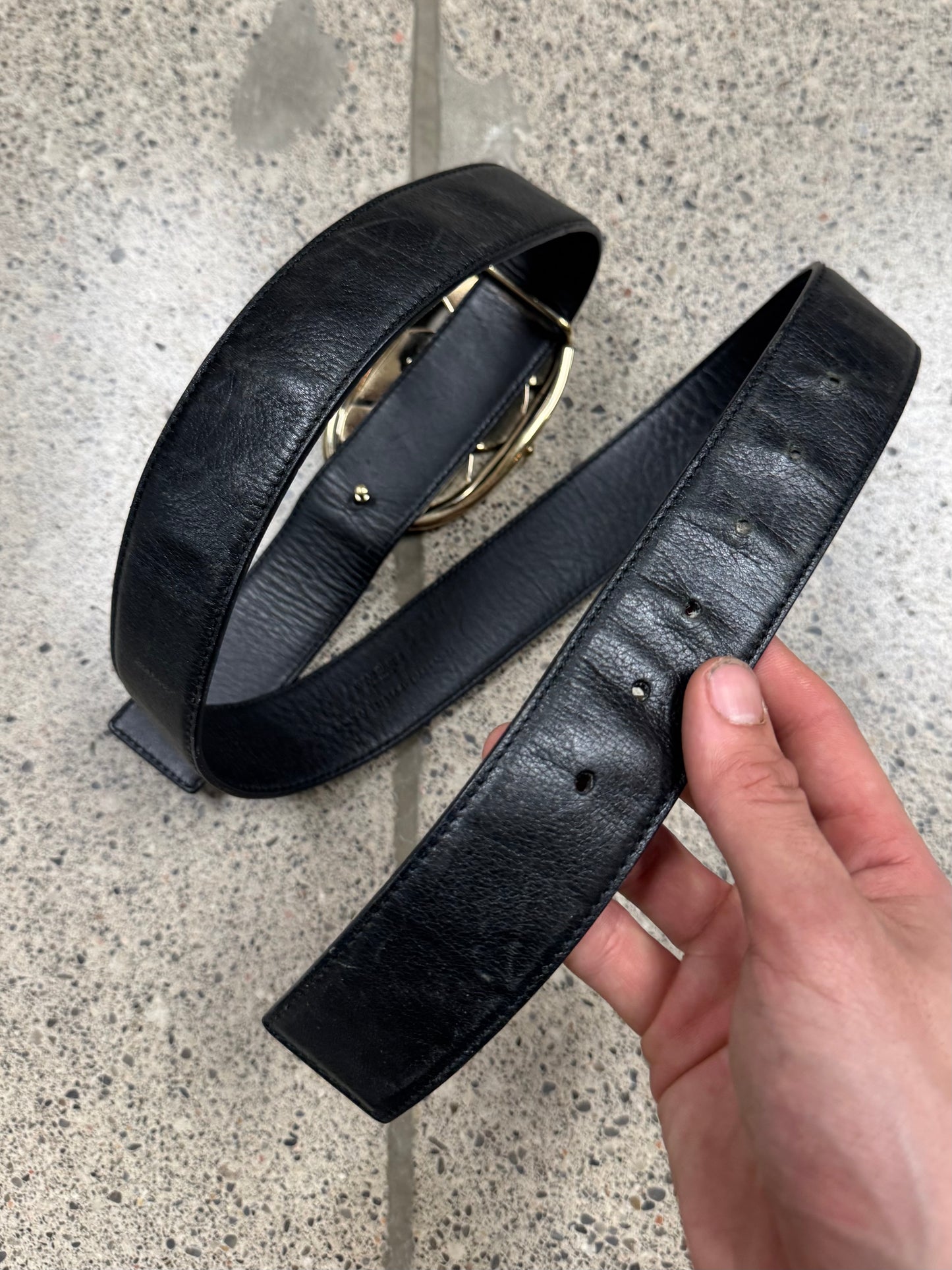 Vintage YSL Gold Buckle Belt