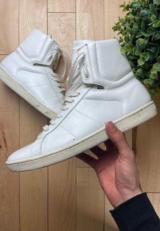 Saint Laurent White Court High Top Sneakers