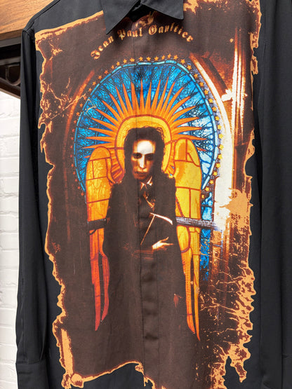 SS1998 Jean Paul Gaultier ‘Marilyn Manson’ Cathedral Portrait Black Button Snap Shirt