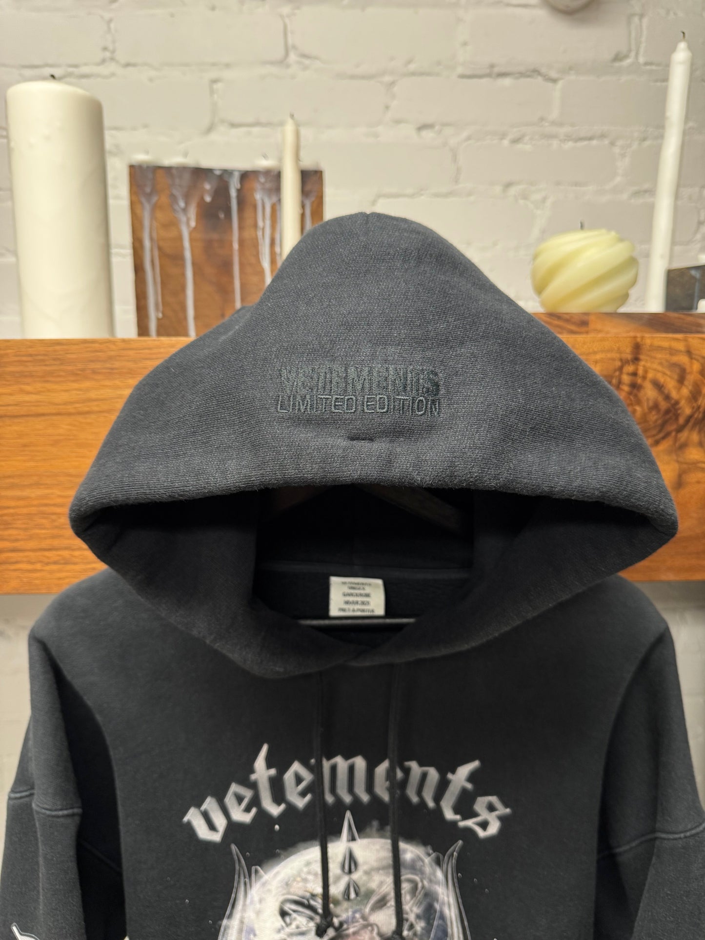 AW2020 Vetements ‘Motorhead’ Black Oversized Heavy Cotton Hoodie