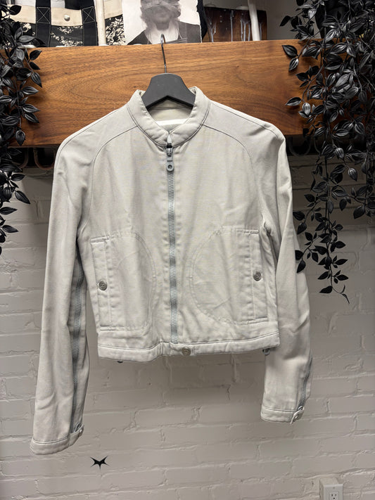 Chanel Sport Light Grey ‘Flight Bomber’ Cropped Zip-Up Jacket