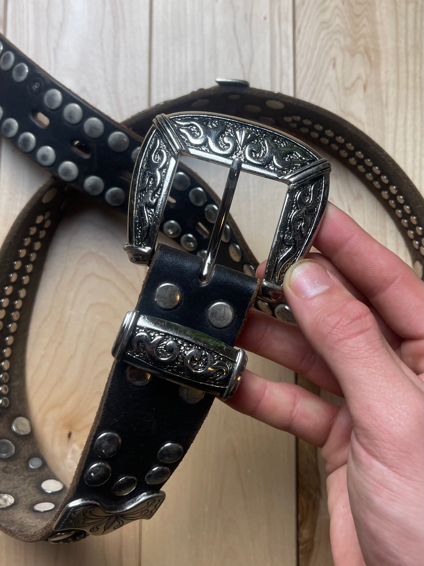 Tornado Mart Studded Black Leather Belt