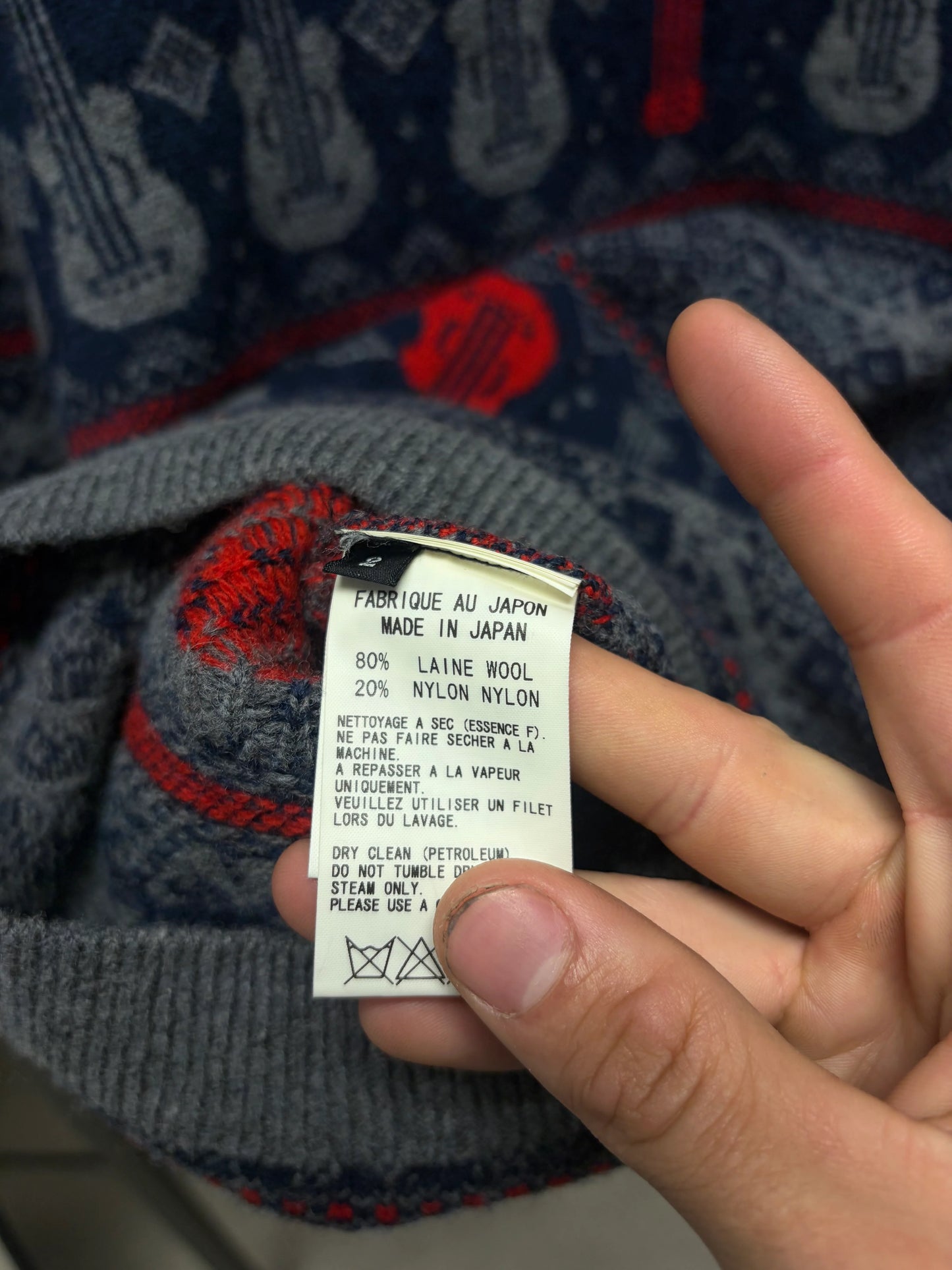 Vintage Yohji Yamamoto ‘Y’s’ Guitar Nordic Patterned Wool Knit Sweater