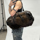 Tornado Mart Patchwork Panelled Leather Duffel Bag