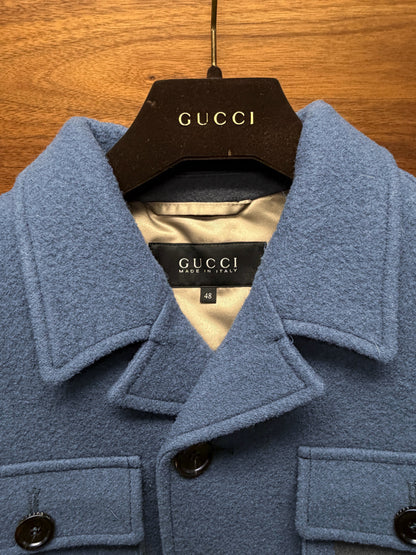 Gucci by Frida Giannini Light Blue Wool Cropped ‘Workers’ Jacket