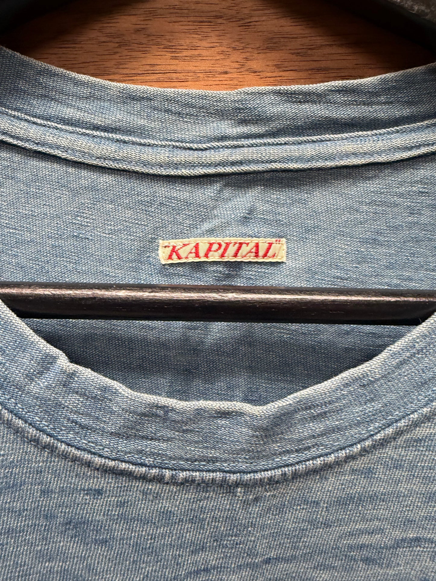 Kapital Indigo Cotton Dyed ‘Palm Tree’ Graphic T-Shirt