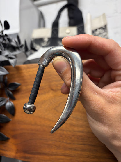 Gareth Pugh ‘Scythe’ Silver Tone/Leather Hook Ring