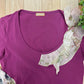 Galliano Ruffle Detailed Purple Scoop Neck Shirt