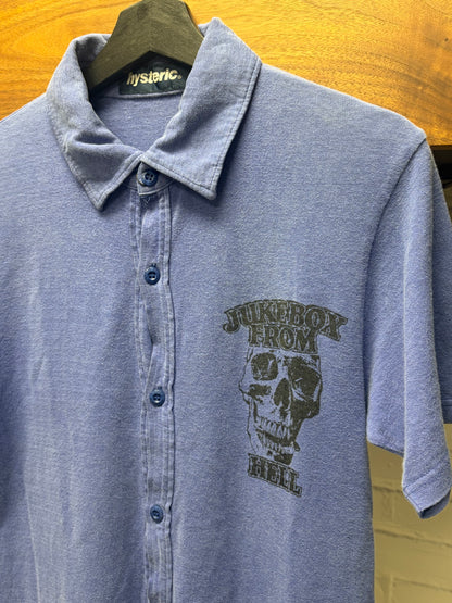 Vintage Hysteric Glamour ‘Jukebox From Hell’ Blue Skull Graphic Polo