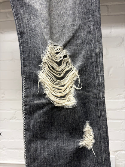 AW2004 Number (N)ine ‘Give Peace a Chance’ Flared Leg Grey Denim