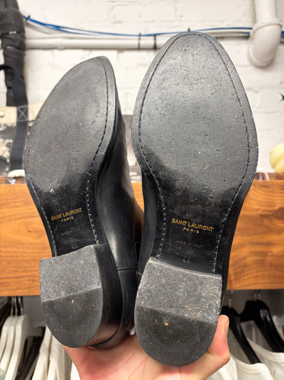 Saint Laurent ‘Wyatt’ Black Leather Pointed Toe Boots