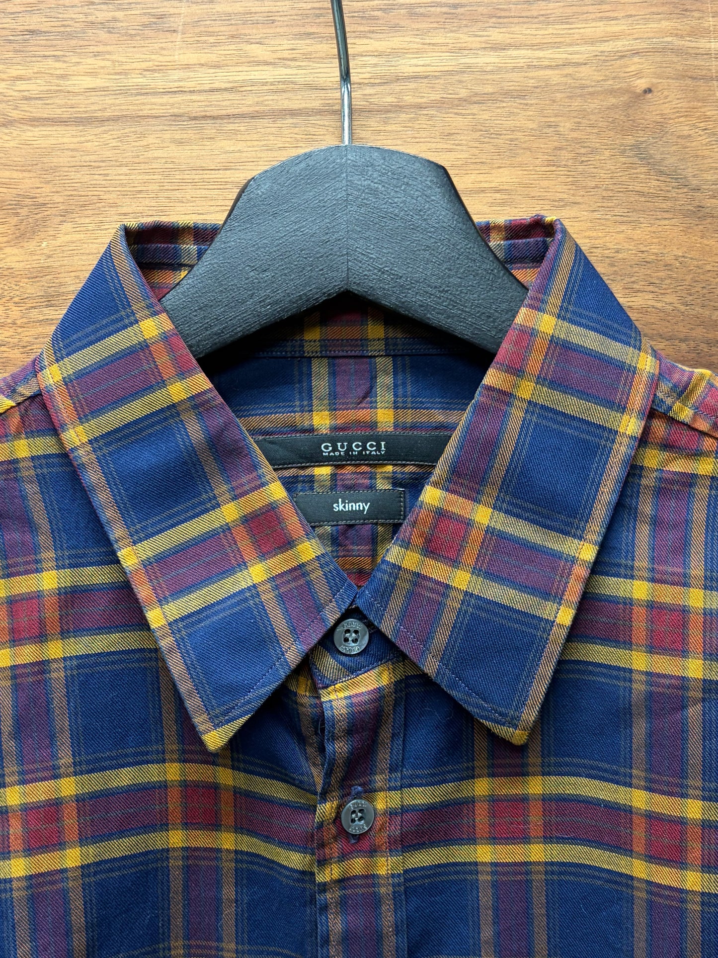 Gucci Tonal Plaid Patterned Slim Fit Button Up Shirt