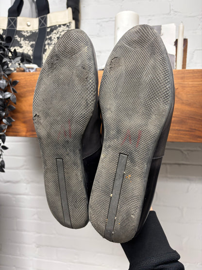 AW2007 Prada Gradient Grey/Midnight Black Leather Low Top Sneakers