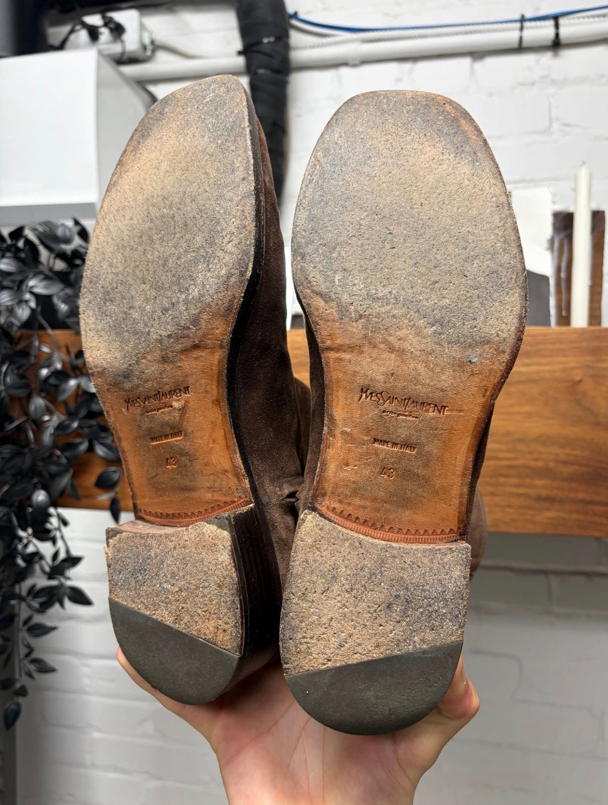 Yves Saint Laurent ‘Rive Gauche’ by Tom Ford ‘Accordion’ Brown Suede Boots