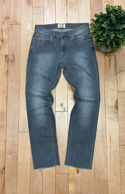 Acne Studios Washed Grey Raw Hem Denim
