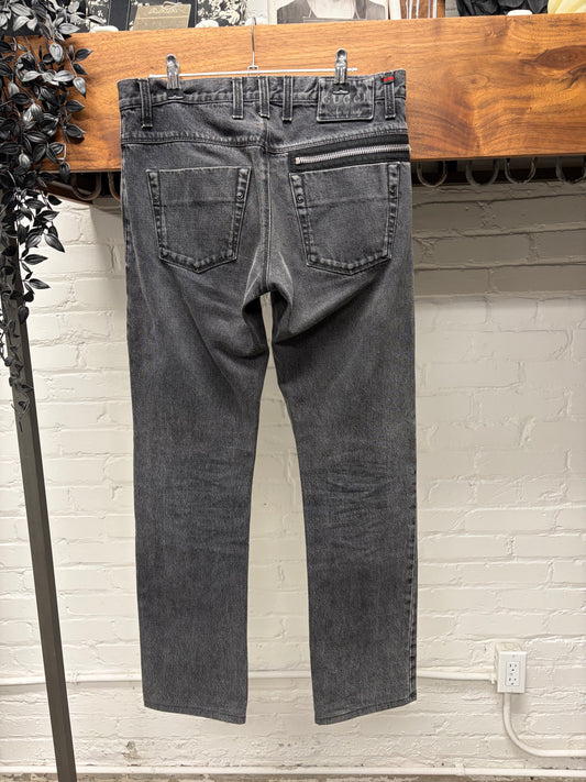 2009 Gucci Low Rise Washed Grey Skinny Jeans