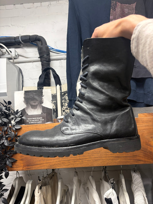 Ann Demeulemeester ‘Danny’ Black Calfskin Leather Combat Boots
