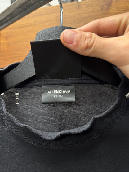 SS2023 Balenciaga ‘Free Styling Tips’ Distressed Black Long Sleeve Shirt