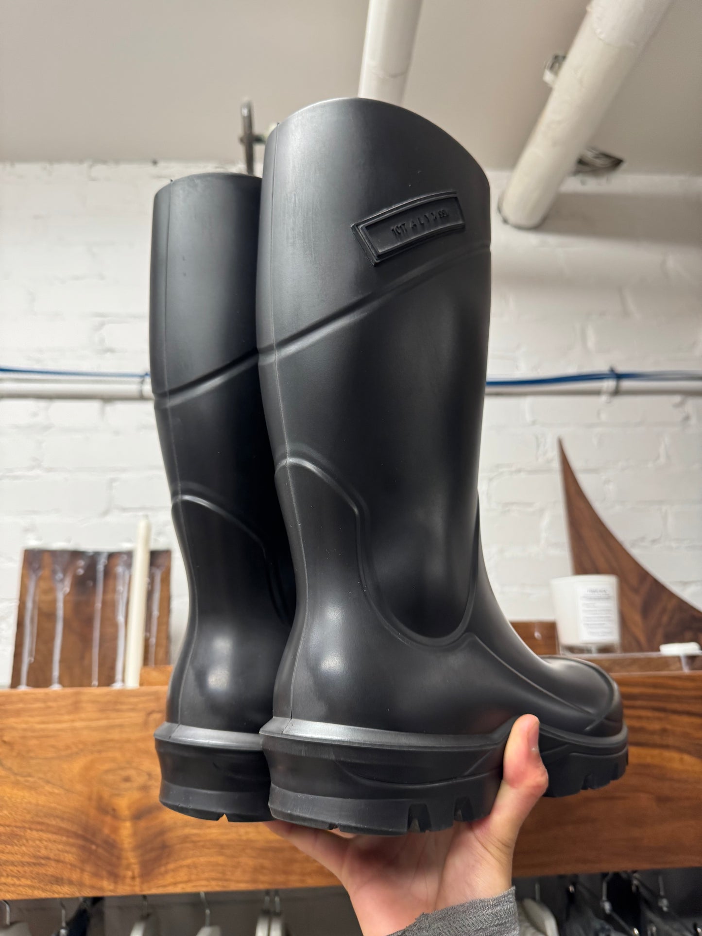 Alyx Studios ‘Wellington’ Black Waterproof Rubber Rain Boots