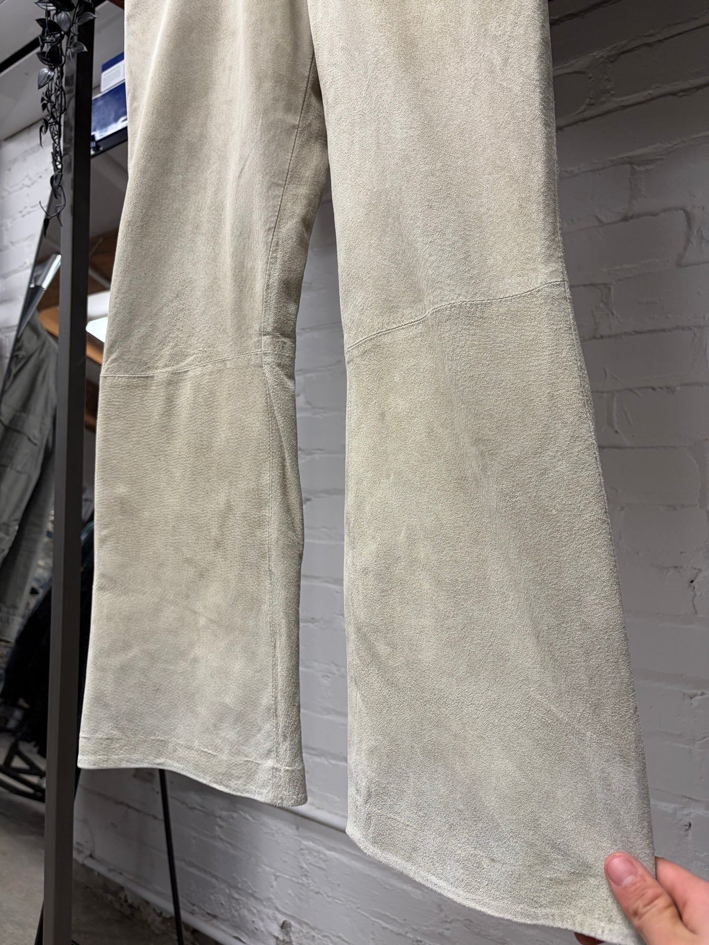 Gucci by Tom Ford Cream White Suede Flared Leg Trousers