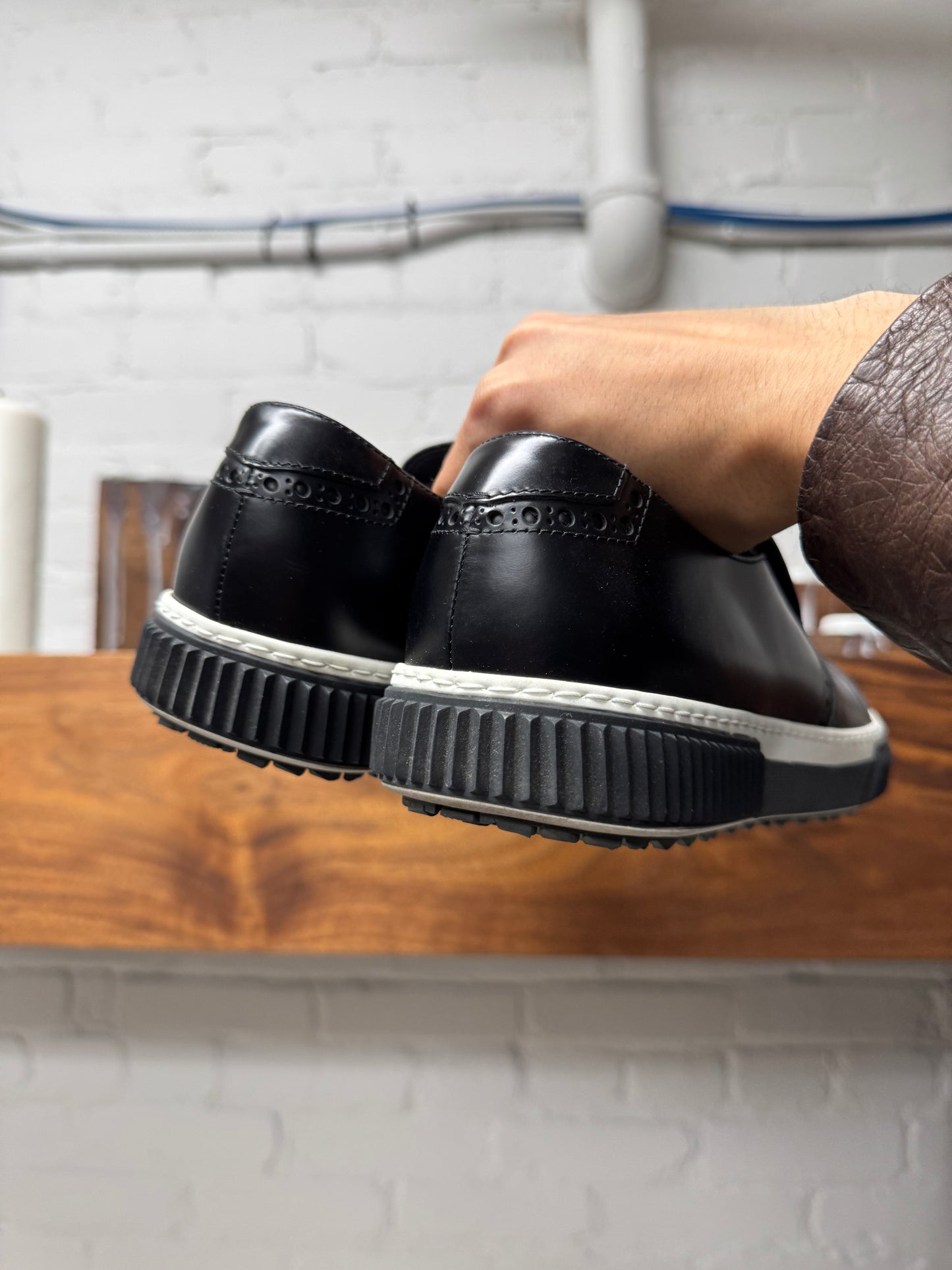 Prada ‘Stratus’ Slip On Brogue Leather Sneakers
