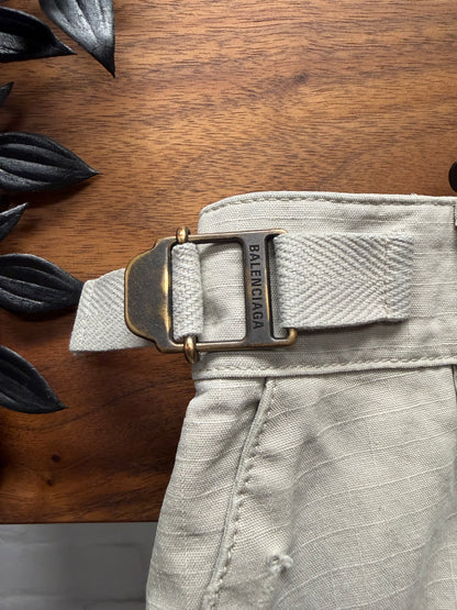 2023 Balenciaga Tan Ripstop Distressed Wide Leg Cargo Pants