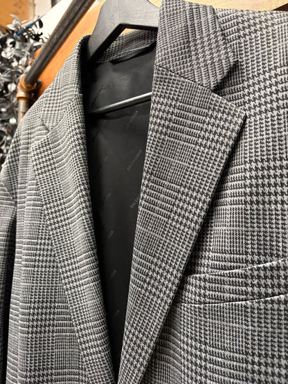 2020 Balenciaga ‘Houndstooth’ Grey Full Length Long Coat