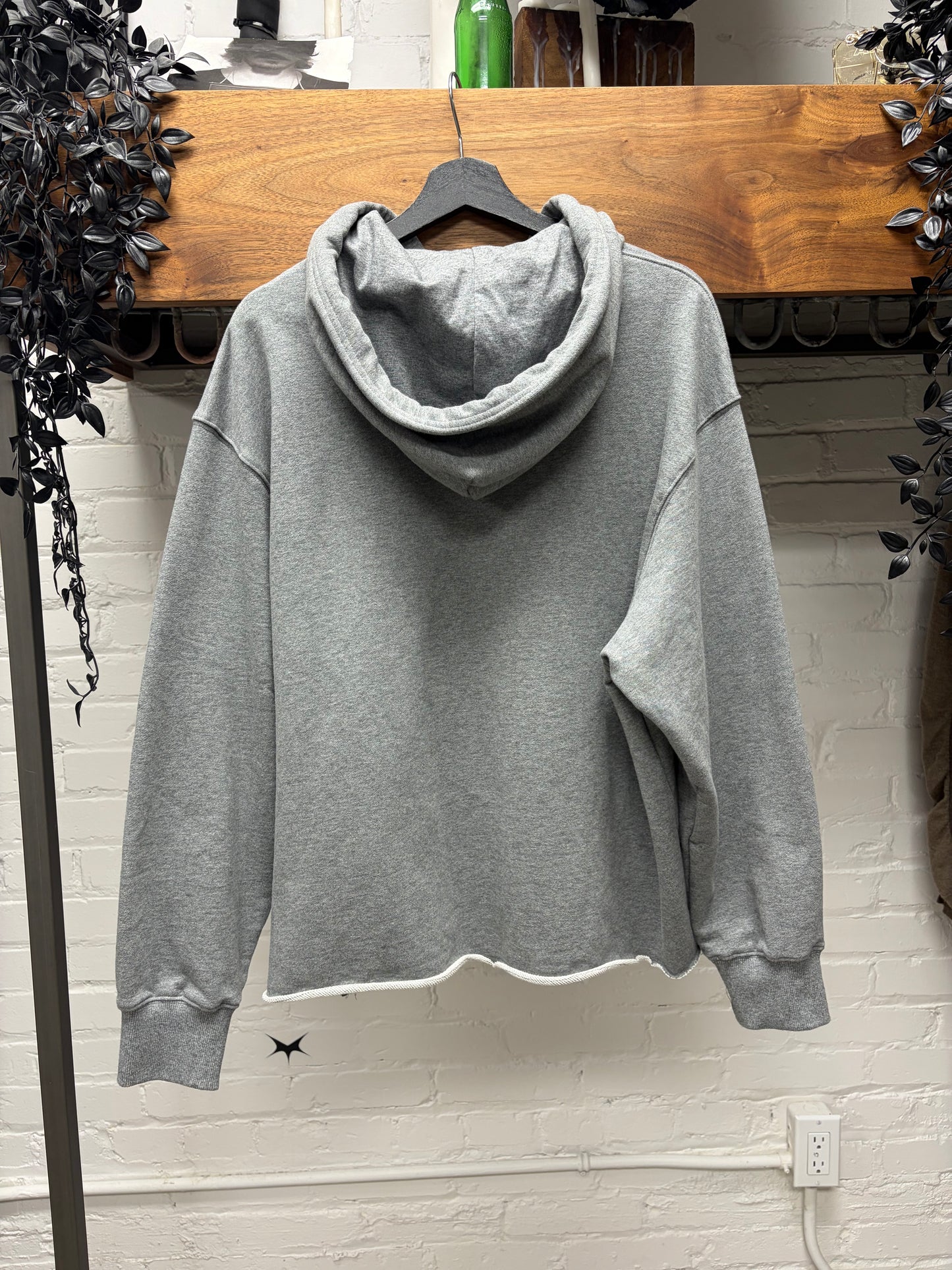 2023 Maison Margiela 'Numbers
Logo' Cropped Raw Hem Grey Zip-Up Hoodie