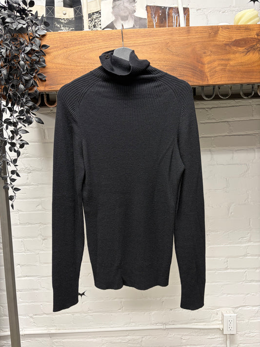2000s Gucci Black Ribbed Cashmere Roll Neck Sweater